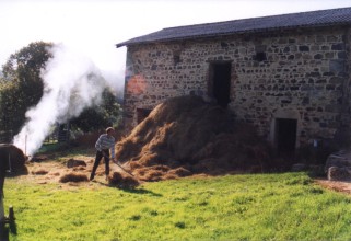 préparation pour travaux au futur gîte, foin